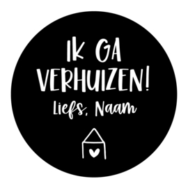 40mm rond gepersonaliseerde sticker • Ik ga verhuizen! Liefs, Naam