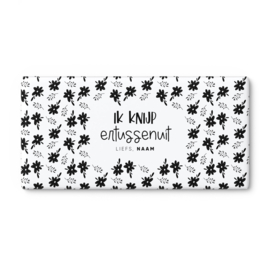 A4 Chocolade wikkel printable | Ik knijp ertussenuit. Liefs, Naam • Bloemen