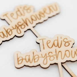 Gepersonaliseerde taarttopper • Naam's babyshower