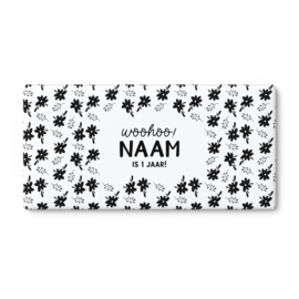 A4 Chocolade wikkel printable | Woohoo! Naam 1 jaar! • Bloemen