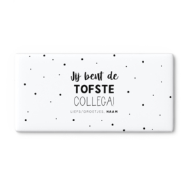 Chocolade wikkel printable | Jij bent de tofste collega! Liefs/groetjes, Naam • stippen