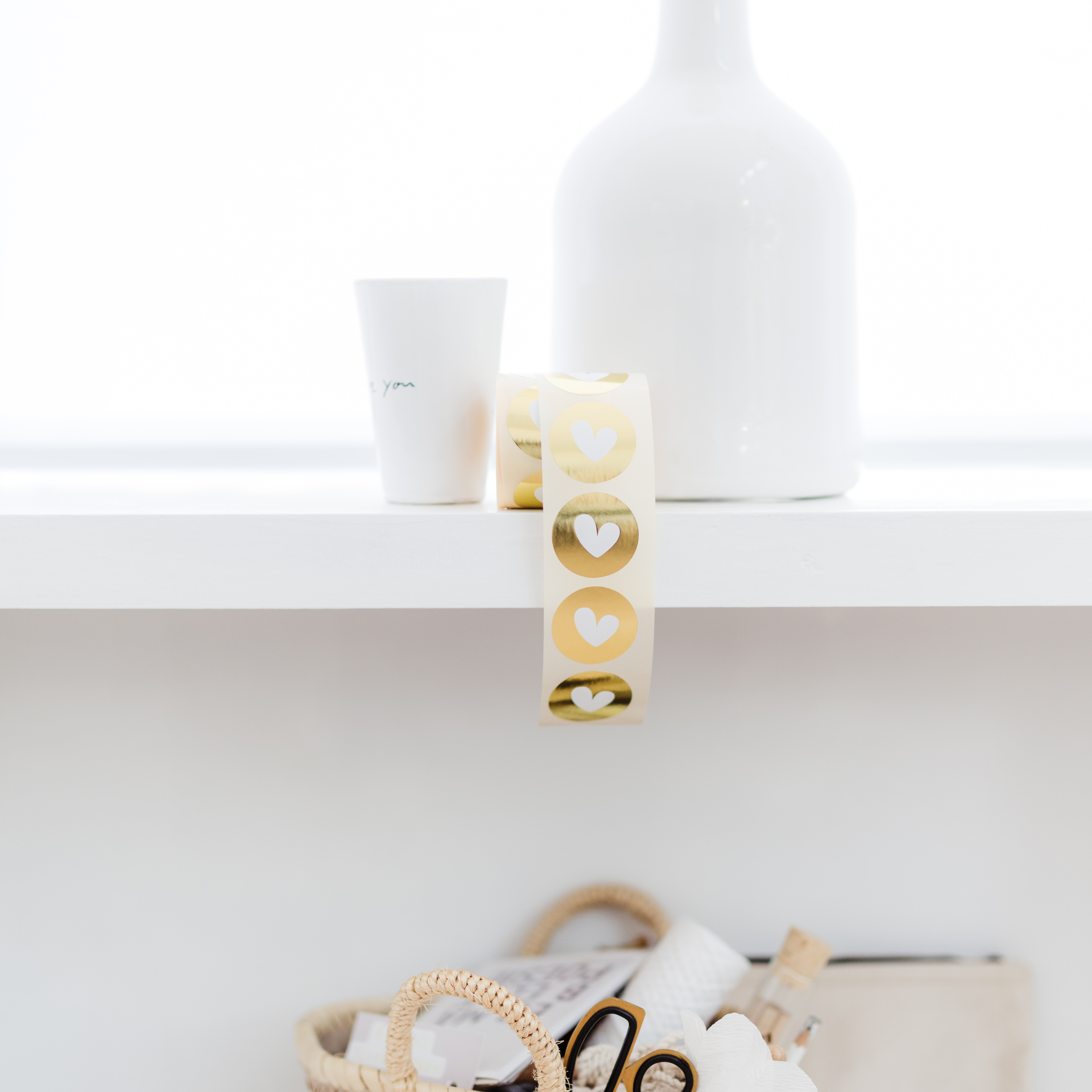 Sticker hart, goud • Rol 500 stuks • ø40mm