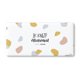 A4 Chocolade wikkel printable | Ik knijp ertussenuit. Liefs, Naam • Kleur