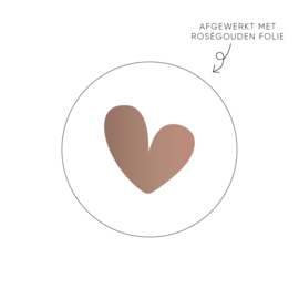 Sticker hart, wit (roségoud) • ø40mm (10 stuks)