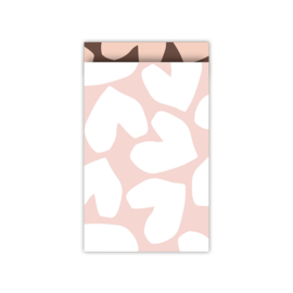 Cadeauzakjes • Harten wit/roze • 12 x 19 cm • 5 stuks