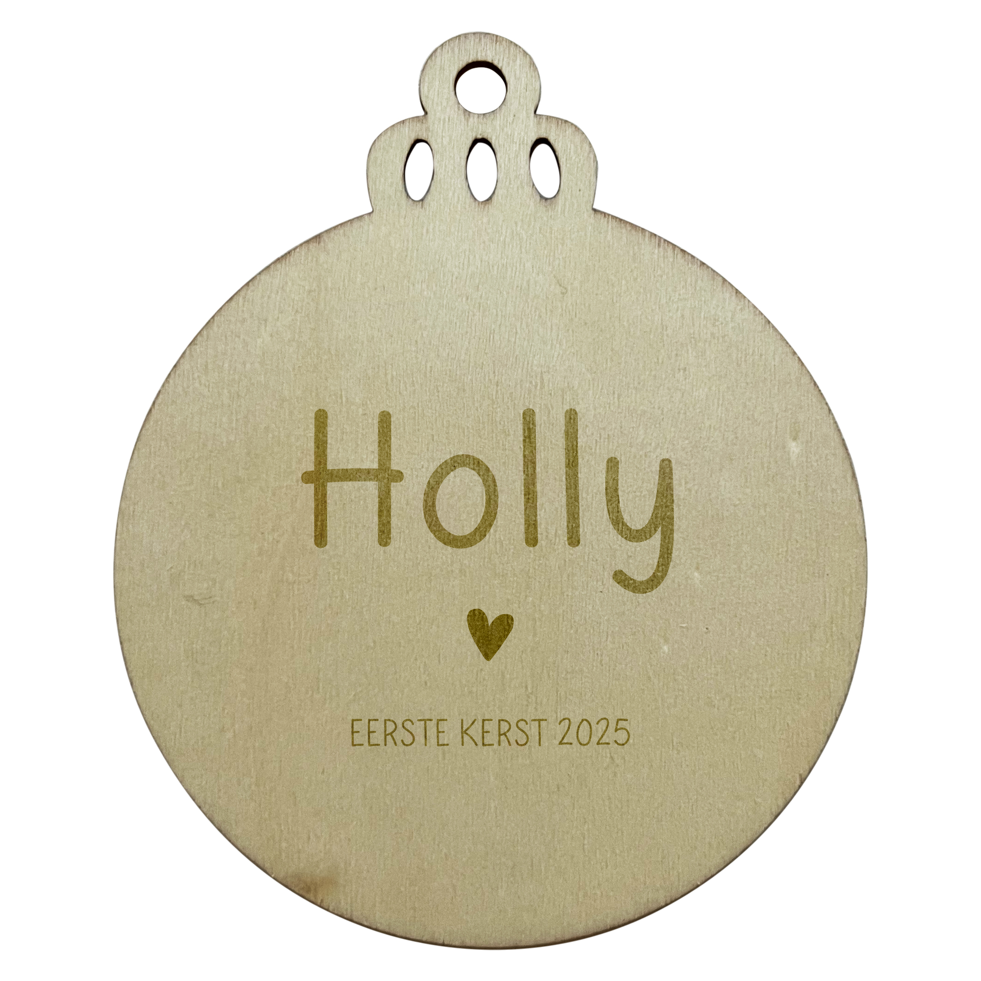 Gepersonaliseerde kerstbal gegraveerd • Naam eerste kerst - hartje
