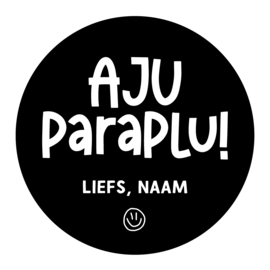 40mm rond gepersonaliseerde sticker • Aju paraplu! Liefs, Naam - Smiley