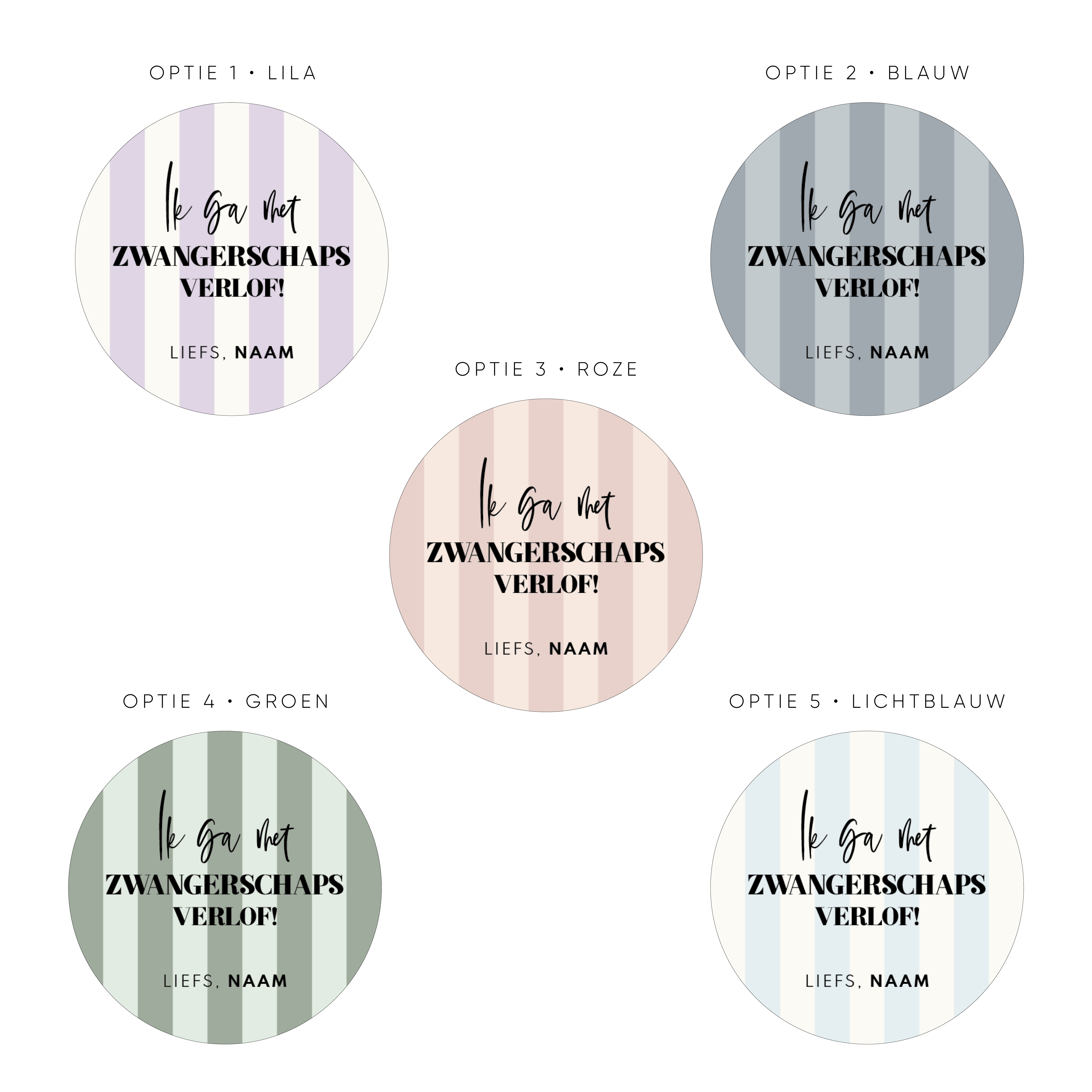 40mm rond gepersonaliseerde sticker • Ik ga met zwangerschaps verlof! Liefs, Naam