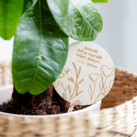 Gepersonaliseerde plantensteker • Bedankt dat je mij hebt helpen groeien! Liefs, Naam