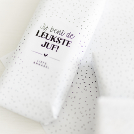 A4 Chocolade wikkel printable | Jij bent de leukste juf/meester/leidster! Liefs/groetjes, Naam • Confetti