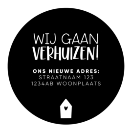 40mm rond gepersonaliseerde sticker • Wij gaan verhuizen! Ons nieuwe adres