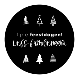 Gepersonaliseerde sticker • Kerst sluitsticker familie | ø40mm rond
