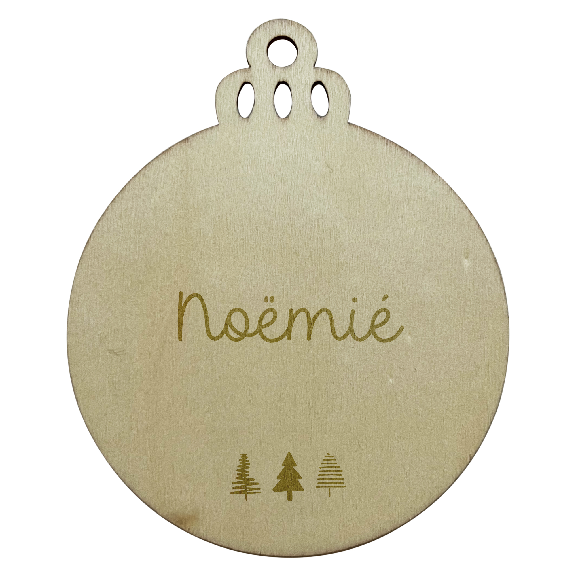 Gepersonaliseerde kerstbal gegraveerd • Naam met kerstbomen