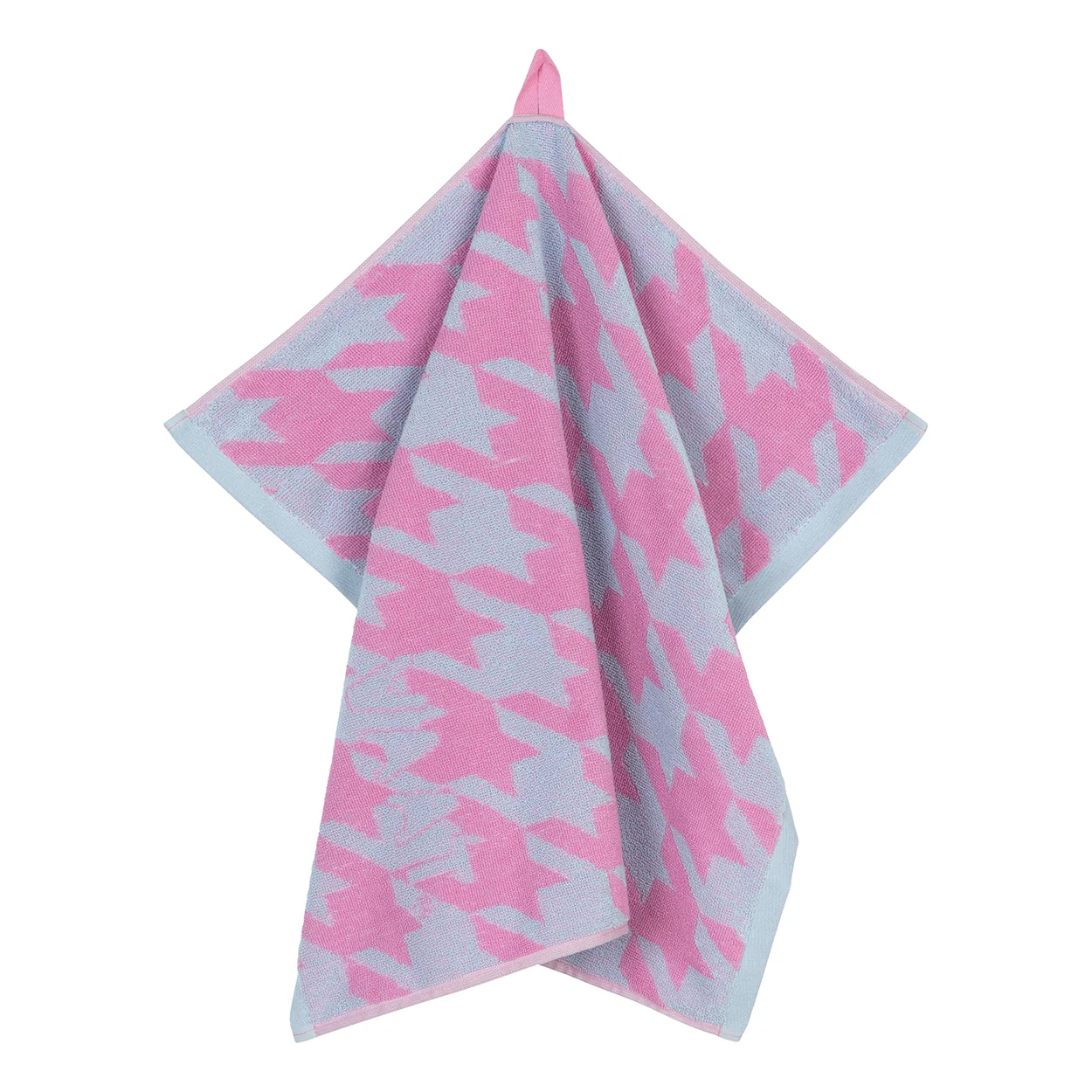 VAAT Amsterdam • Gift set | fuchsia-pastelblauw theedoek & handdoek 'pied de poule'