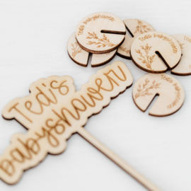 Gepersonaliseerde glashanger • Naam's babyshower • takje • 5 stuks