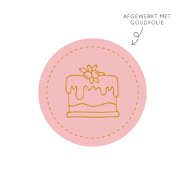 Sticker taartje, roze • Rol 500 stuks • ø40mm
