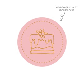 Sticker taart, roze • ø40mm (10 stuks)