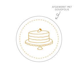 Sticker taart met aardbei, wit • ø40mm (10 stuks)