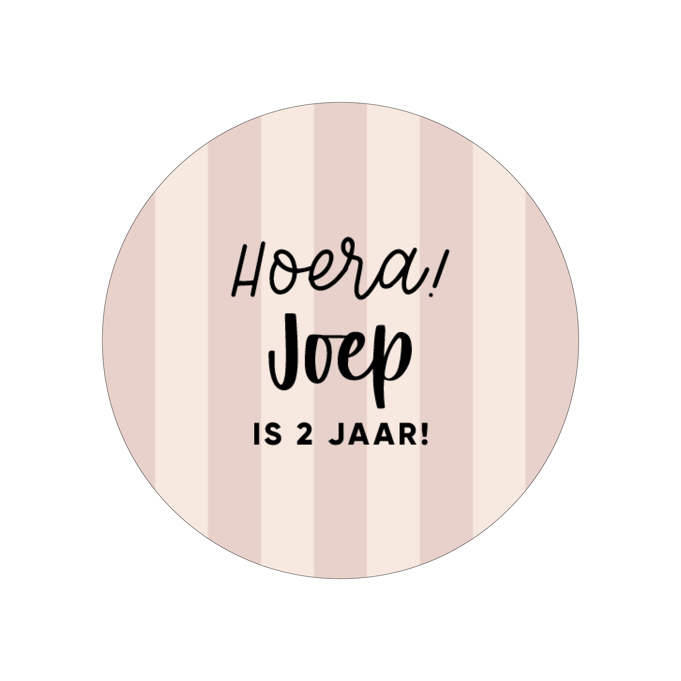 40mm rond gepersonaliseerde sticker • Hoera! Naam is .. jaar! - strepen