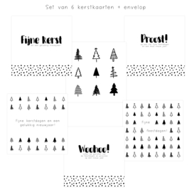 Set van 6 kerstkaarten incl. envelop • 6 verschillende kaarten