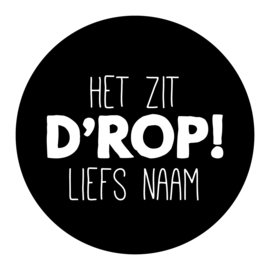 40mm rond gepersonaliseerde sticker • Het zit d'rop! Liefs Naam