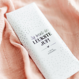 A4 Chocolade wikkel printable | Jij bent de leukste juf/meester/leidster! Liefs/groetjes, Naam • Confetti