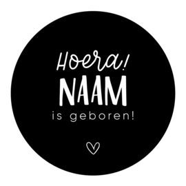 40mm rond gepersonaliseerde sticker • Hoera! Naam is geboren!