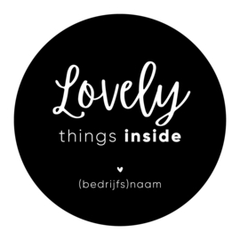 40mm rond gepersonaliseerde sticker • Lovely things inside + (bedrijfs)naam