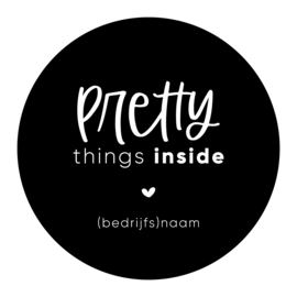40mm rond gepersonaliseerde sticker • Pretty things inside + (bedrijfs)naam