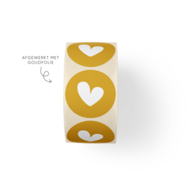 Sticker hart, goud • Rol 500 stuks • ø40mm