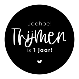 40mm rond gepersonaliseerde sticker • Joehoe! Naam is 0 jaar!