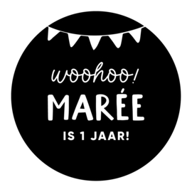 40mm rond gepersonaliseerde sticker • Woohoo! Naam is 0 jaar!