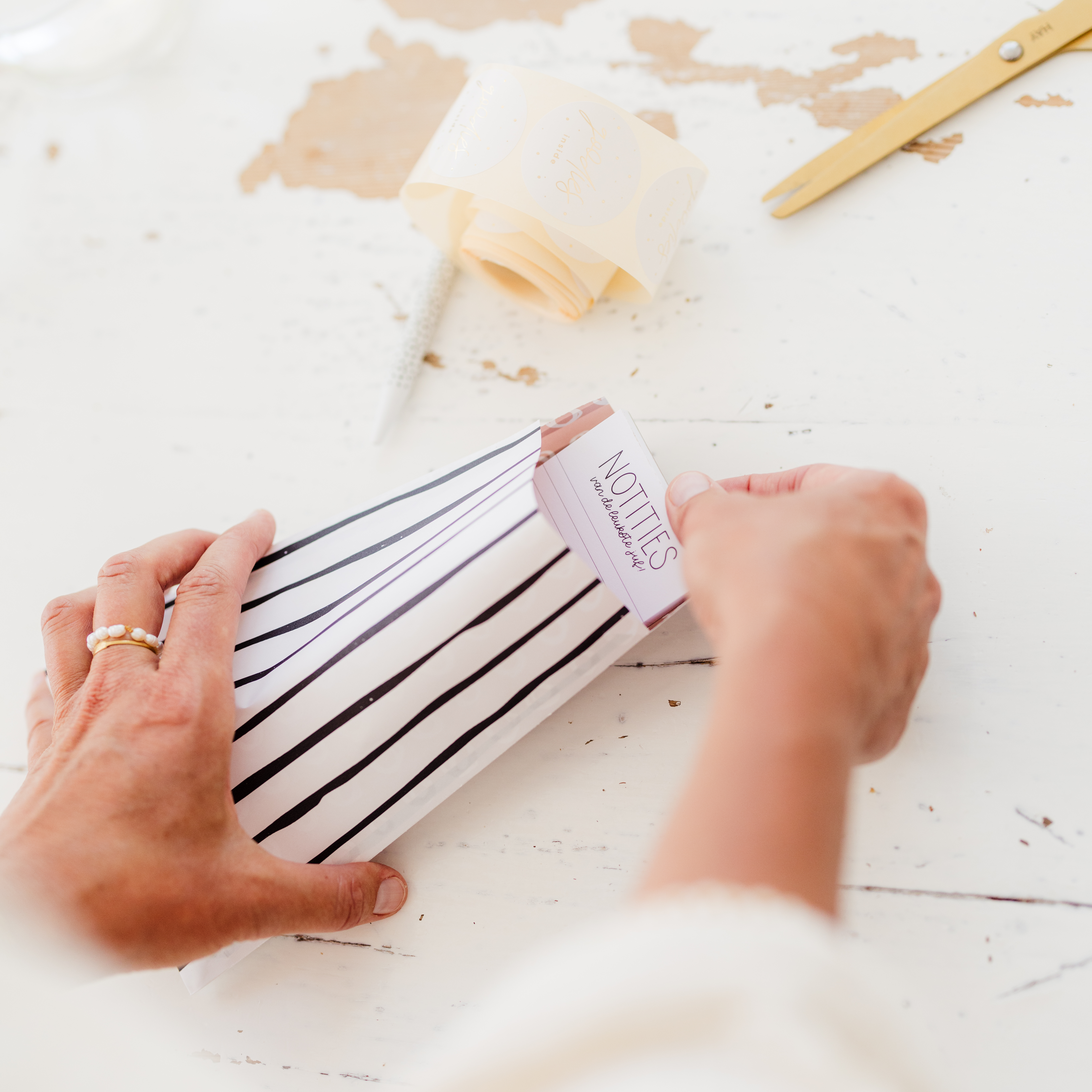 Cadeauzakjes • Lines zwart & roze • 12 x 19 cm • 5 stuks