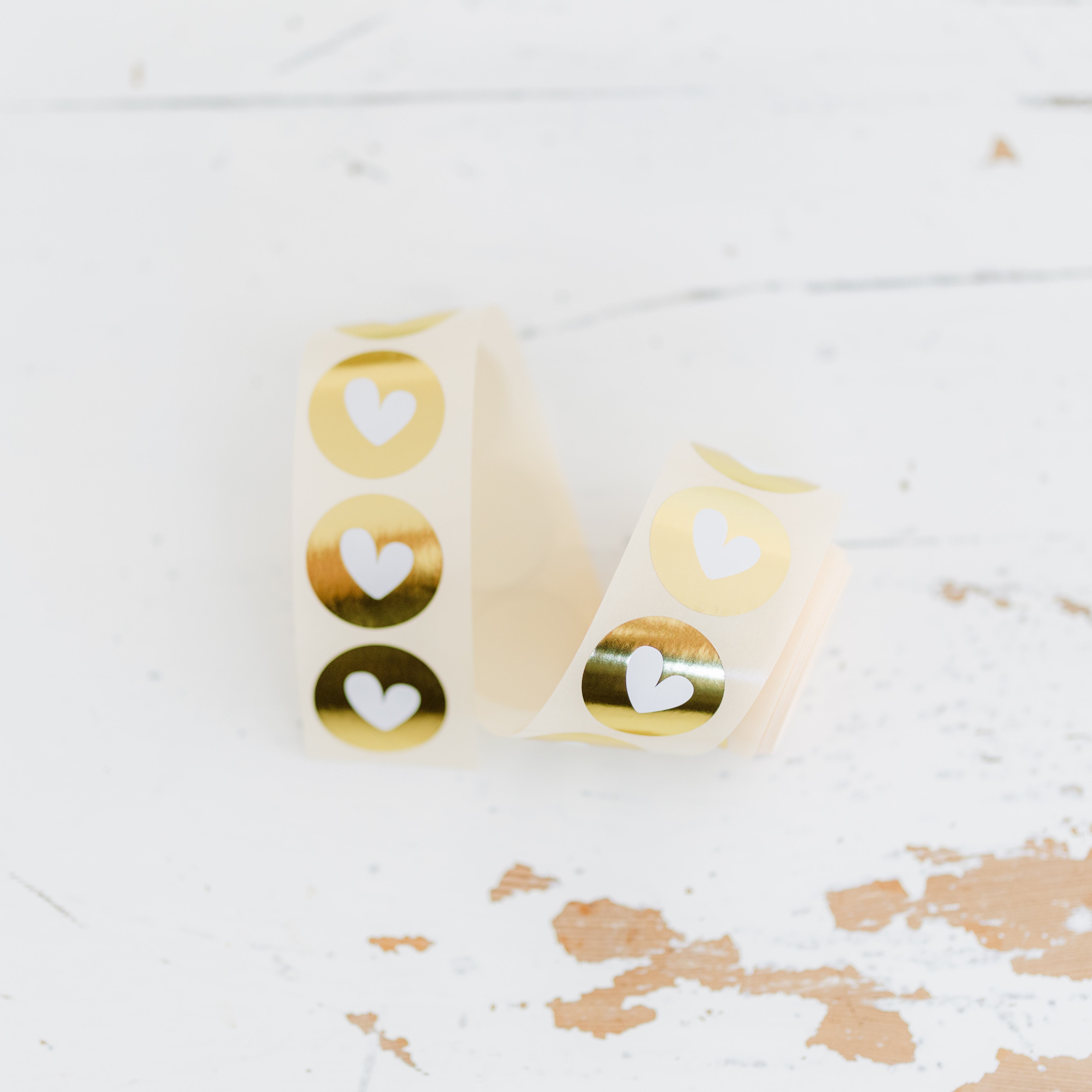 Sticker hart, goud • Rol 500 stuks • ø40mm