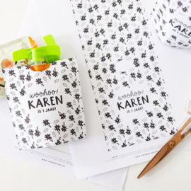 Knijpfruit wikkel printable | Woohoo! Naam is 0 jaar! • Bloemen