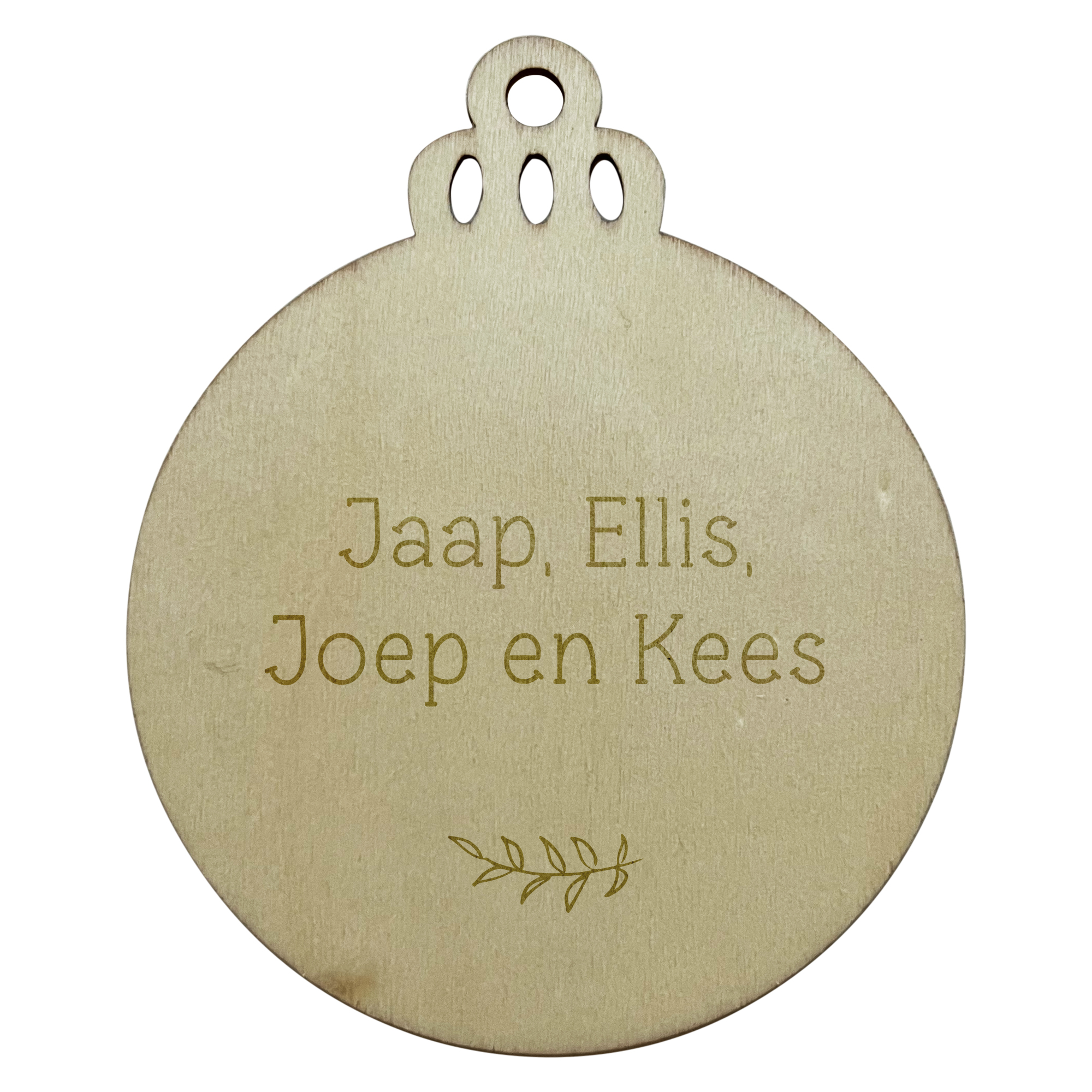 Gepersonaliseerde kerstbal gegraveerd • Familie namen takje - optie 2