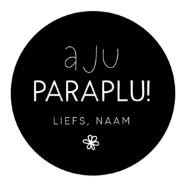 40mm rond gepersonaliseerde sticker • Aju paraplu! Liefs, Naam - Bloem