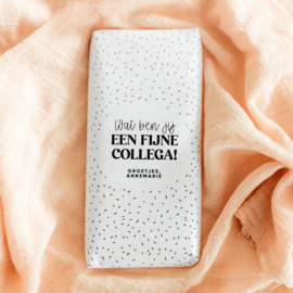 A4 Chocolade wikkel printable | Wat ben jij een fijne collega! Liefs/groetjes, Naam • Confetti