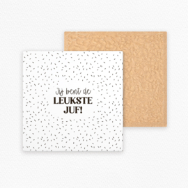 Tegeltje • 11 cm • Jij bent de leukste juf!