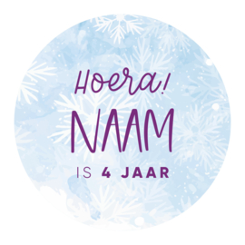 40mm rond gepersonaliseerde sticker • Hoera! Naam 0 jaar - Frozen (roze, paars of zwart)