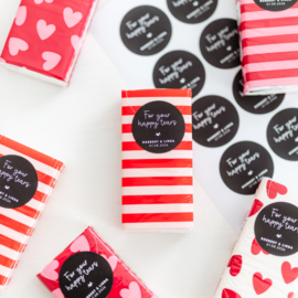 40mm rond gepersonaliseerde sticker • For your happy tears ♥ Naam & Naam + datum