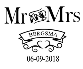 Sticker Mr and Mrs en familienaam