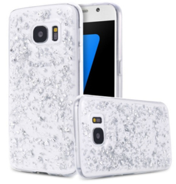 Galaxy S8 Plus TPU Bling Glitterhoesje Bladgoud - Look Zilver