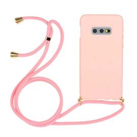 Galaxy S10E Crossbody TPU Hoesje met Koord Roze