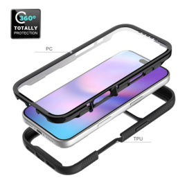 iPhone 17 Pro 360° Full Protect Hoesje met Screenprotector Zwart