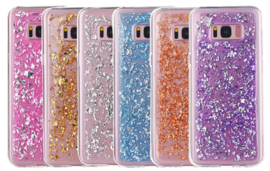 Galaxy S8 Plus TPU Bling Glitterhoesje Bladgoud - Look Zilver