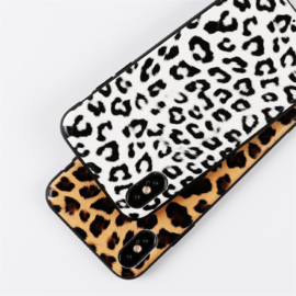 iPhone Xs Max Soft TPU Hoesje Luipaard Print Bruin / Wit