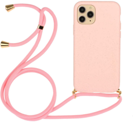 iPhone 14 Pro Crossbody TPU Hoesje met Koord Roze