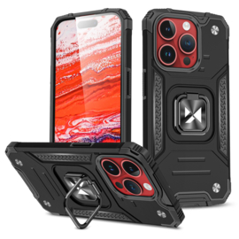 iPhone 15 Pro Max Ring Armor Case met Magneet Zwart