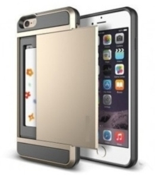 iPhone 5 / 5S / SE Slide Armor Hoesje Met Pashouder Goud